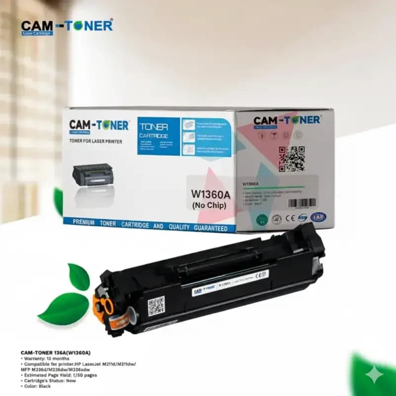 CAM-TONER 136A (W1360A) / Works with HP M211 / MFP M236 (No Chip) (1.15K)