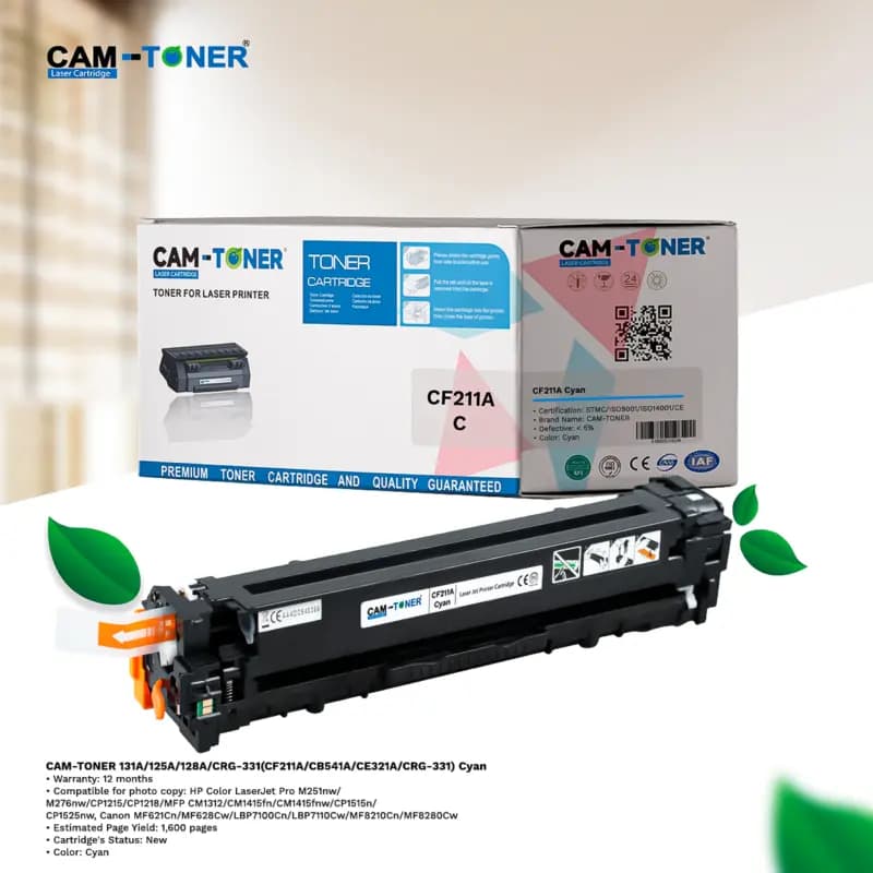 CAM-TONER 131A/ 125A/ 128A/ CRG-331 (CF211A/ CB541A/ CE321A/ CRG-331) Cyan